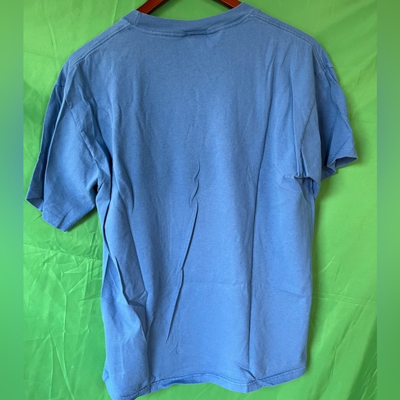Satirical short sleeve t-shirt, adult size large, blue. Great used condition! - Picture 4 of 5